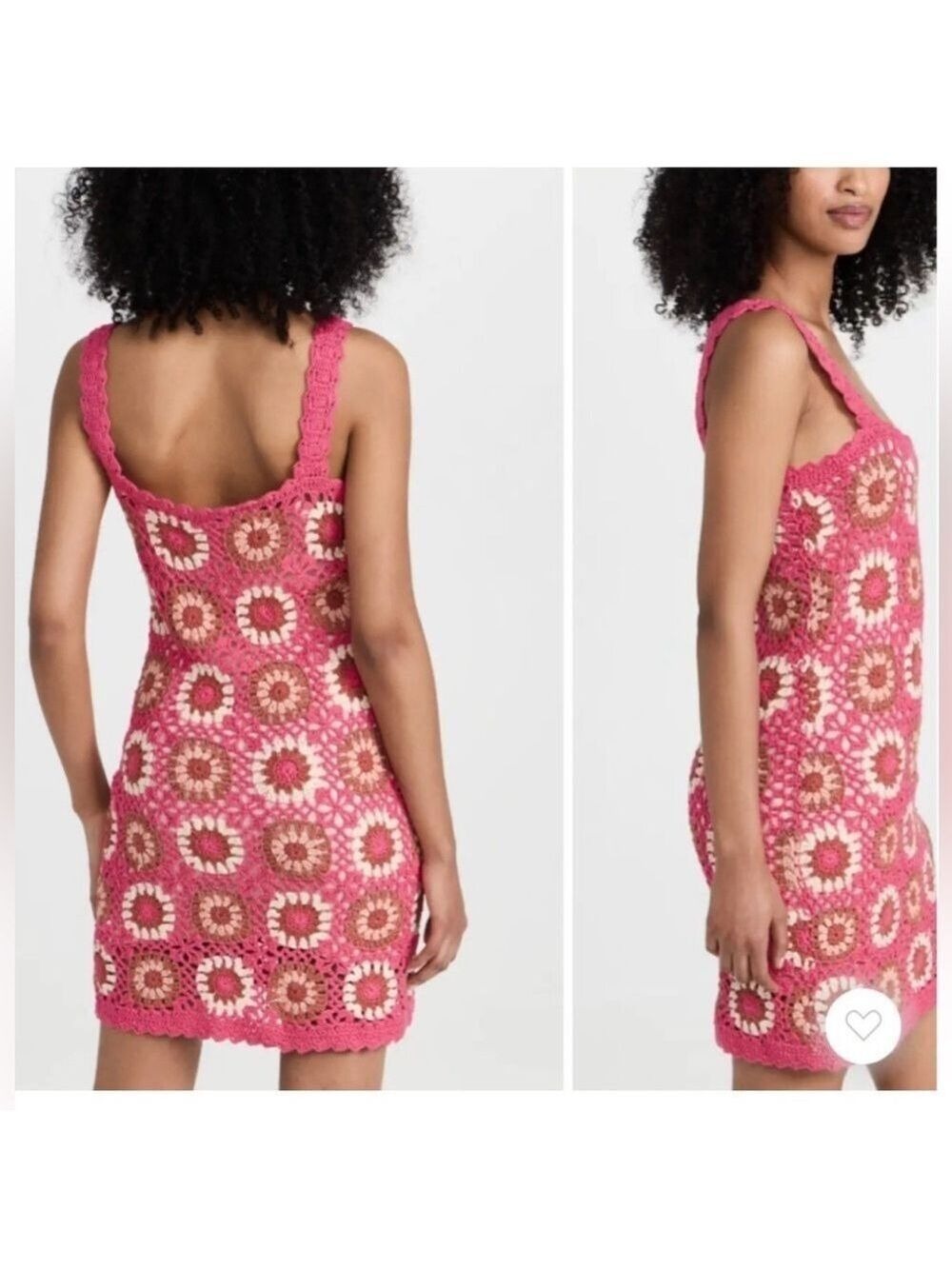MinkPink NWT Harlow Crochet Mini Tank Dress With Includes Removable Pink Liner S